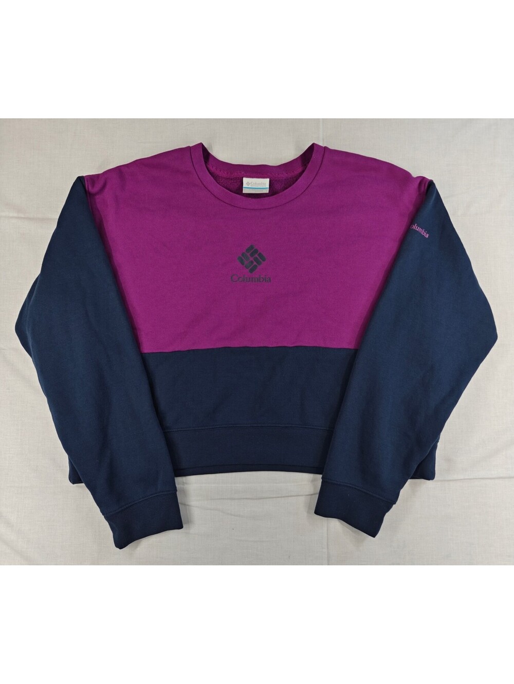 Columbia Sportswear Colorblock Crewneck Sweatshirt XL Purple Navy Retro